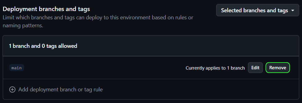 Remove the branch protection on main